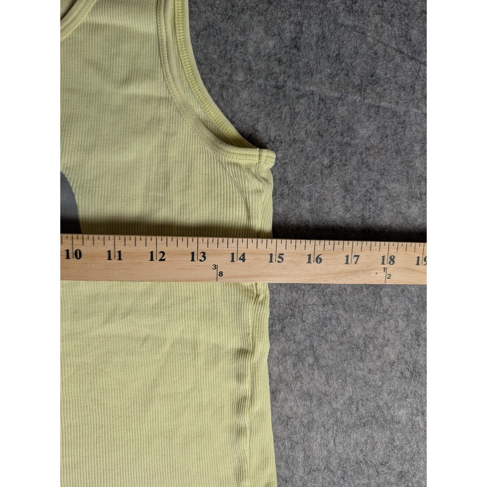 The North Face Womens Ribbed Tank Top Pale Yellow Cotton Logo Graphic Sleeveless - Picture 8 of 8